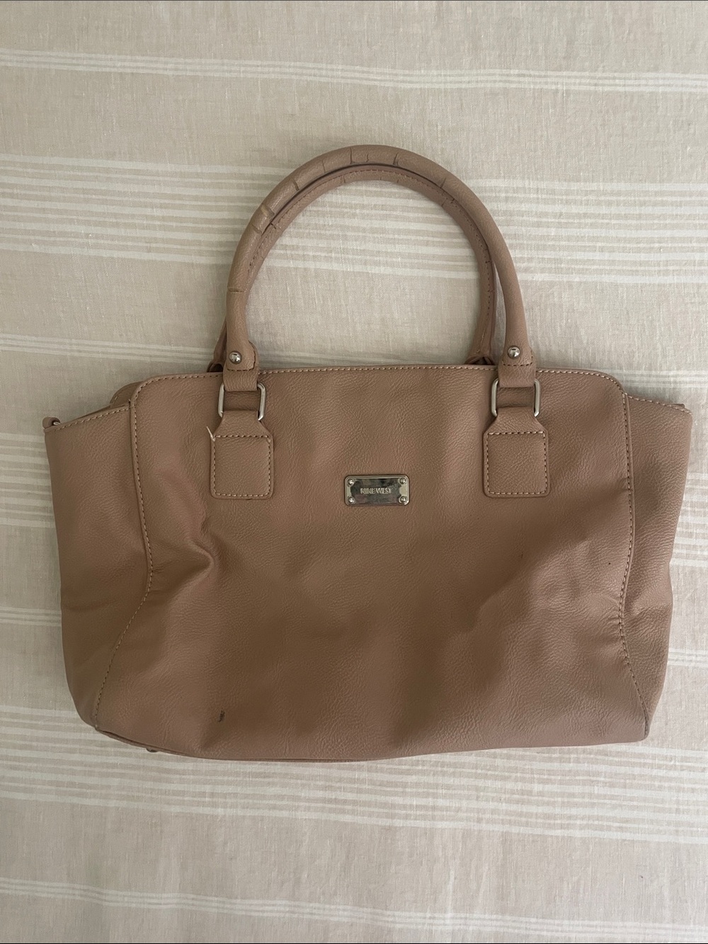 Nine West Classic Taupe Leather Tote Bag